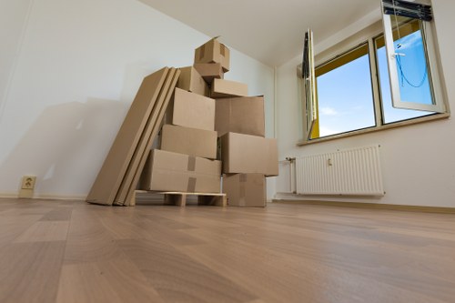 Packed boxes and furniture ready for removals in Stpauls