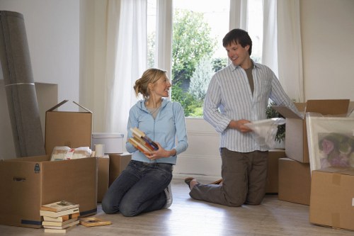 Business relocation with furniture and equipment being moved