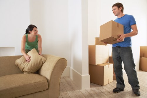 Packed boxes and moving supplies prepared for transport